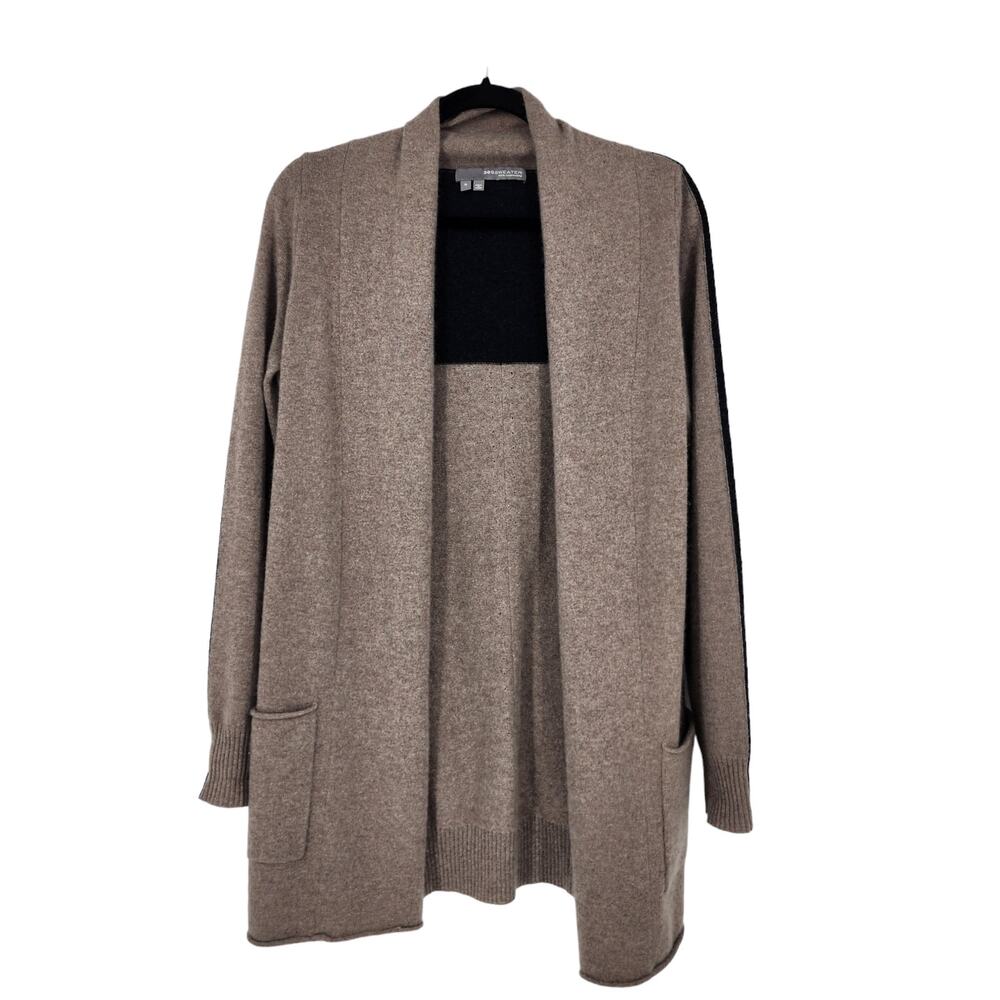 360 Sweater 100% Cashmere Color Block Pockets Long Sweater Duster Size Small